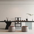 Modern Tea Table and Chair Tea Table and Chair Combination 3d model