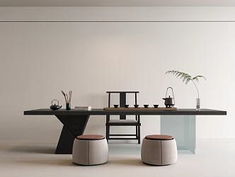 Modern Tea Table and Chair Tea Table and Chair Combination 3d model