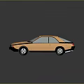 Golden Vintage Car With Shiny Exterior Two Door Design And Antenna