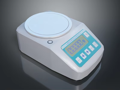 Computer Controlled Digital Electronic Scale with White Body Circular Tray and Blue LCD 3d model