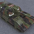 Camouflage Coated Military Warship With Naval Armament And Deck Structures