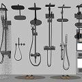 Modern Shower Systems with Rainfall Heads Handheld Sprayers and Wall Mounted Brackets 3d model