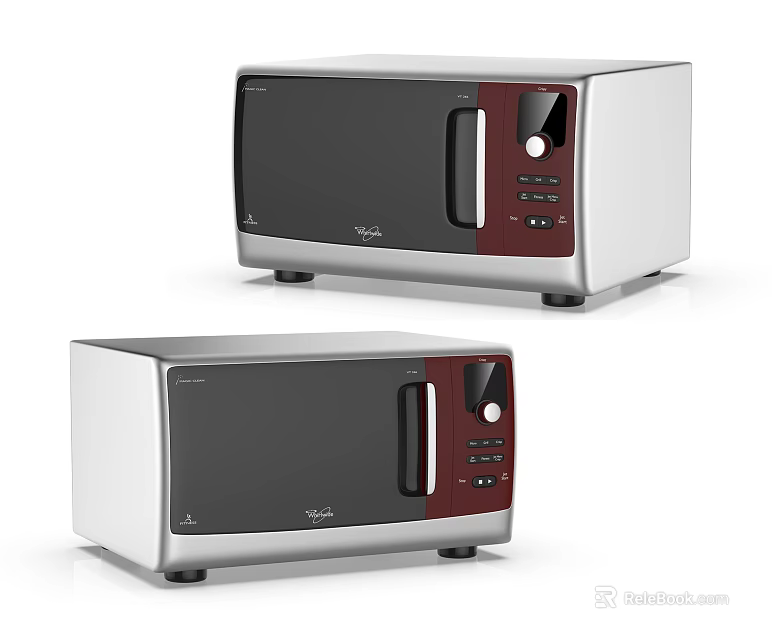 Haier Modern Kitchen Microwave Ovens With Stainless Steel Red Accent Design 3d model 