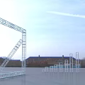 Public Facility With Large Outdoor LED Screen And Metal Frame Structure Under Blue Sky