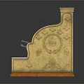 Vintage Cash Register Brass Body With Ornate Carvings And Wooden Base