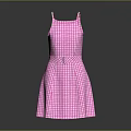 Stylish Pink Checkered Sleeveless Fit And Flare Dress For Women With Belt