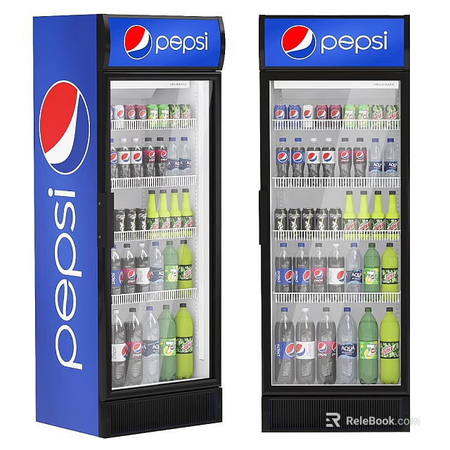 Pepsi Beverage Refrigerators Filled With Various Drink Bottles And Assorted Beverages 3d model 