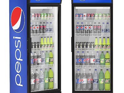 Pepsi Beverage Refrigerators Filled With Various Drink Bottles And Assorted Beverages 3d model