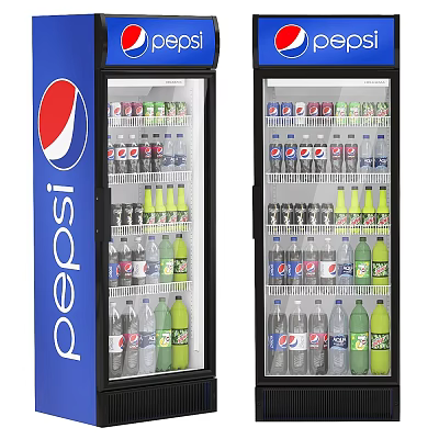 Pepsi Beverage Refrigerators Filled With Various Drink Bottles And Assorted Beverages 3d model