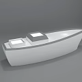 White Unique Boat Shaped Display Shelf With Two Square Display Areas 3d model