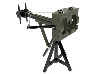 Green Painted Military Mechanical Weapon with Tripod Stand Metal Structure and Launcher 3d model