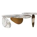 Modern Coffee Table With Marble Top And Gold Metal Base Design 3d model