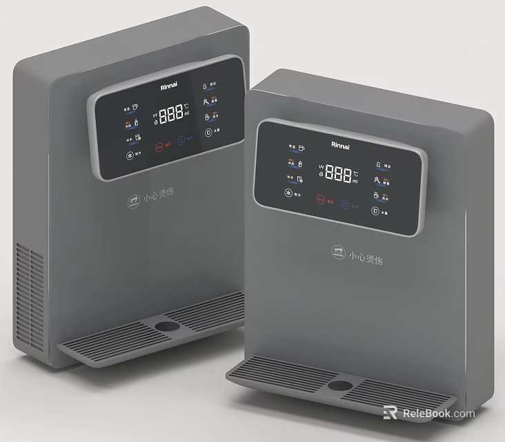 Two Gray Bear Kitchen Appliances With Digital Display And Modern Design 3d model 