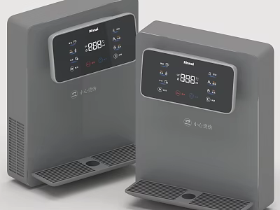 Two Gray Bear Kitchen Appliances With Digital Display And Modern Design 3d model