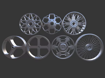 Various Stylish Automotive Wheel Rims With Different Spoke Designs And Patterns 3d model