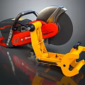Heavy Duty Industrial Cutting Equipment With Large Red And Yellow Cutting Disc