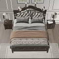 Classic Solid Wood Double Bed With Tufted Upholstered Headboard For Cozy Elegant Bedroom Space