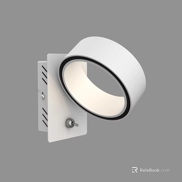 Sleek White Wall Light Featuring Round Illuminated Shade for Modern Interior Spaces 3d model