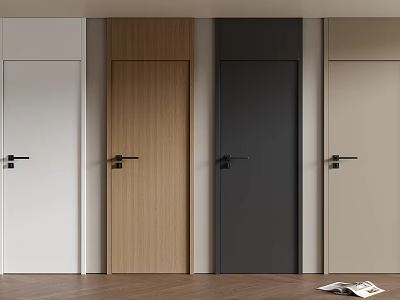 Modern Style Hinged Doors in White Wooden Black and Beige for Home Interior Design 3d model
