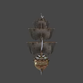 Wooden Sailing Ship With Multiple White Sails And Detailed Hull Structure