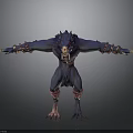 Mythical Wolf Headed Man Figure With Open Arms And Ornate Arm Leg Bands