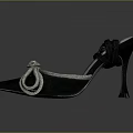 Women's Black Pointed Toe High Heel Shoes With Elegant Decorative Knot And Rhinestones