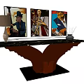Console Table Decor With Three Art Paintings Table Lamp And Decorative Vase