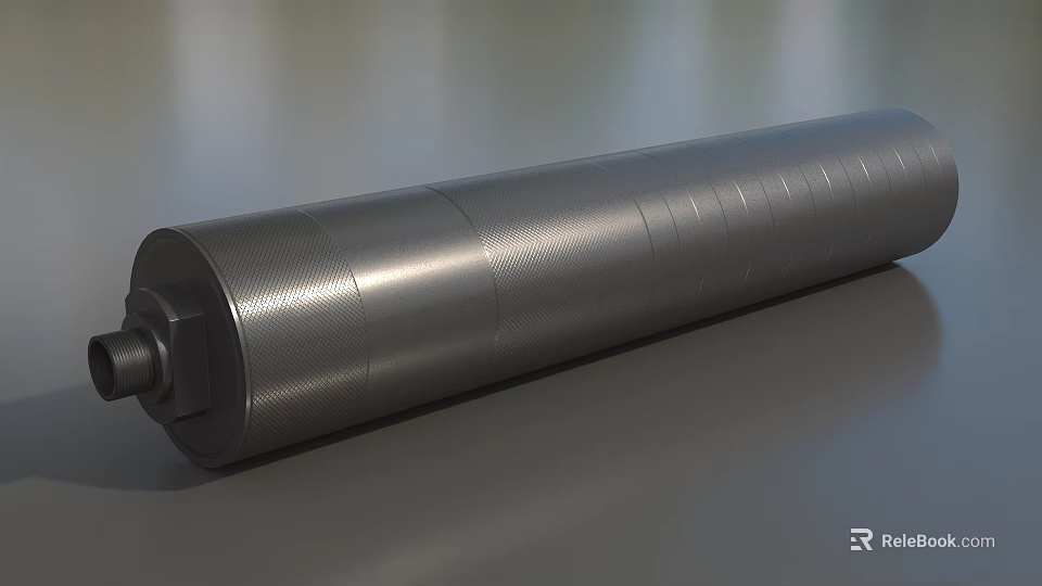 Weapon Cylindrical Metal Component With Textured Surface And Smooth Finish 3d model 