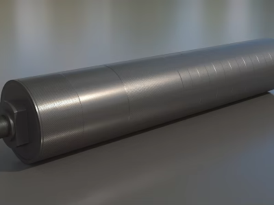 Weapon Cylindrical Metal Component With Textured Surface And Smooth Finish 3d model