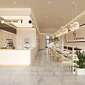 Bubble Tea Shop Modern Interior With Order Counter Hanging Lights Green Plants And Cozy Seating Area