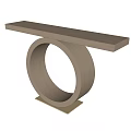 Modern Console Table Featuring Circular Base Light Colored Wooden Structure And Shelves 3d model