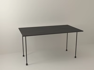 Minimalist Modern Black Dining Table With Long Rectangular Top And Thin Black Legs 3d model