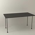 Minimalist Modern Black Dining Table With Long Rectangular Top And Thin Black Legs 3d model