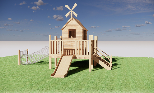 Modern play equipment children tree house climbing slide 3d model