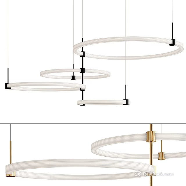 Modern Circular Chandelier With Multi Layer Hanging Design White Shades And Metal Frames 3d model