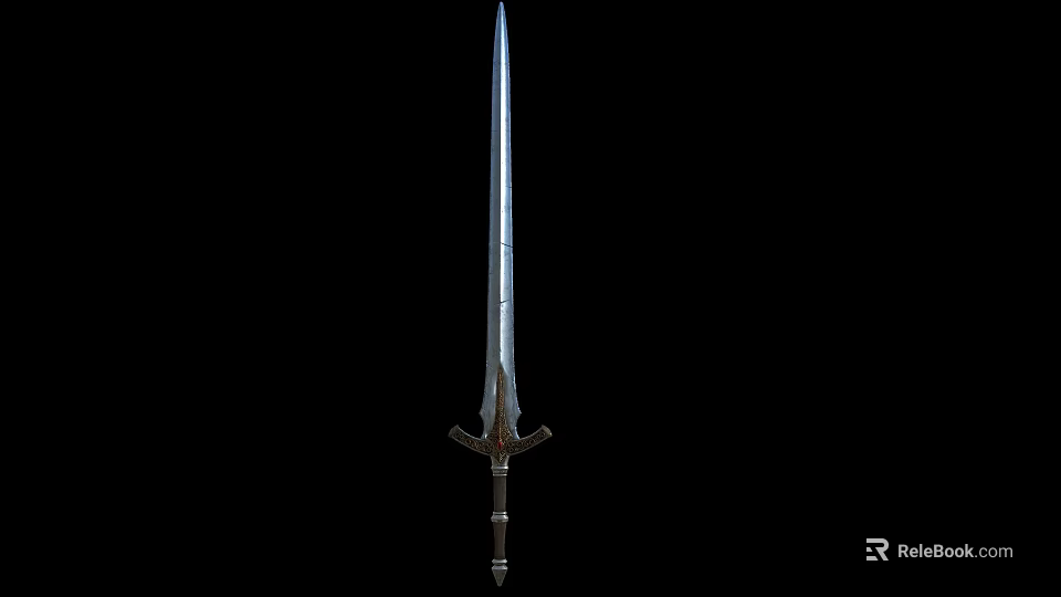 Classic Historical Sword With Metallic Sharp Blade And Ornate Hilt Design 3d model 