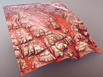 Garden Landscape with Red Brown Texture and Undulating Terrain Ravines Design 3d model