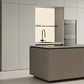 Modern Kitchen Interior With Sleek Cabinets Island Counter And Faucet Appliances