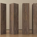 Four Wooden Pillars With Natural Wood Grain And Modern Design