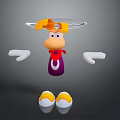 Cartoon Character Featuring Orange Hat Purple Body White Hands Egg Shaped Objects And Transparent Halo
