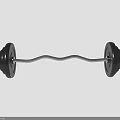 Black Dumbbell With Curved Metal Bar And Weight Plates On White Background