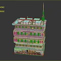 Multi Story Architectural Building Model With Antenna On Top Graffiti Lower Floor Lit Windows