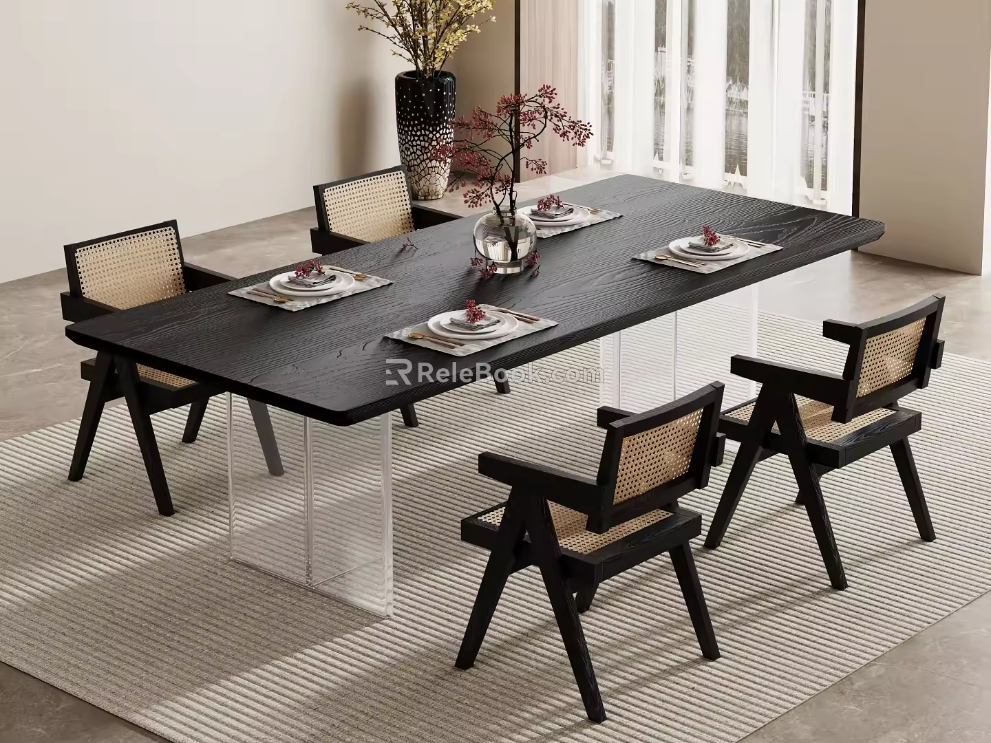 -Ji Feng Tea Table and Chair Combination Tea Table Tea Table Tea Chair Big Board Table Tea Table Reception Table 3d model