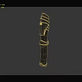 Traditional Weapon Sheath With Black Leather Cover And Gold Green Decorations