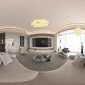 Modern Living Room Single Sofa With White Curtains Floor Lamp And Throw Pillows