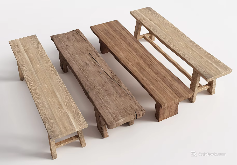 Simple Design Wooden Public Bench Style Chairs with Natural Wood Tones for Public Spaces 3d model 