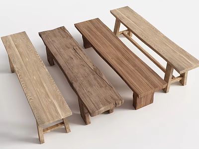 Simple Design Wooden Public Bench Style Chairs with Natural Wood Tones for Public Spaces 3d model