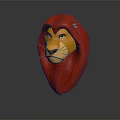 Red Lion Head 3D Model Decorative Sculpture With Vibrant Mane And Detailed Features