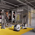 Spacious Modern Gym Interior With Multiple Yoga Mats And Open Layout Overhead Lighting 3d model