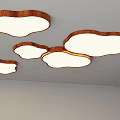 Multiple Cloud Shaped Wooden Frame Ceiling Lights With White Lampshade Modern Design 3d model